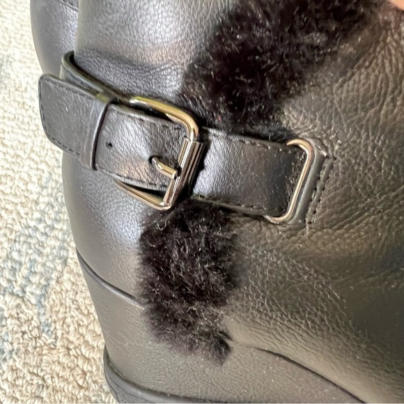 AQUATALIA LEATHER CAMERON FUR TRIM WEDGE BOOTIES SIZE 9 EUC - Picture 7 of 13